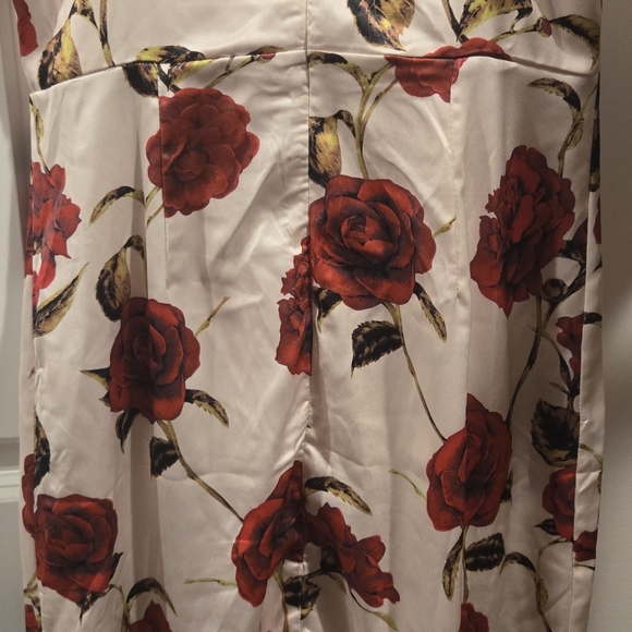 Retro Stage Women's M White Floral Rose Print Suspender Pencil Dress - Picture 6 of 7